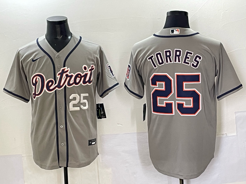Men 2025 Detroit Tigers 25 Torres grey Game Nike MLB Jersey 003